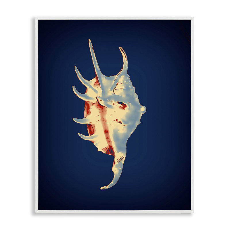  Spider Conch on Blue White Framed Giclee Art by Graffi*tee Studios, H 20 po x l 16 po