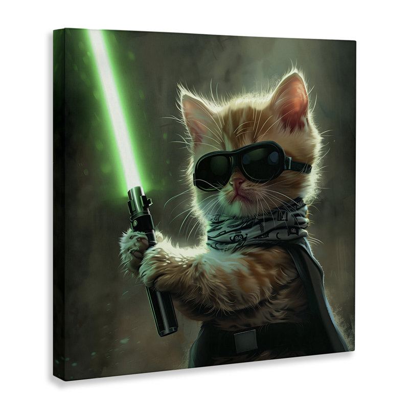  Art mural sur toile Chaton avec sabre par Jim Baldwin, H 17 po x l 17 po