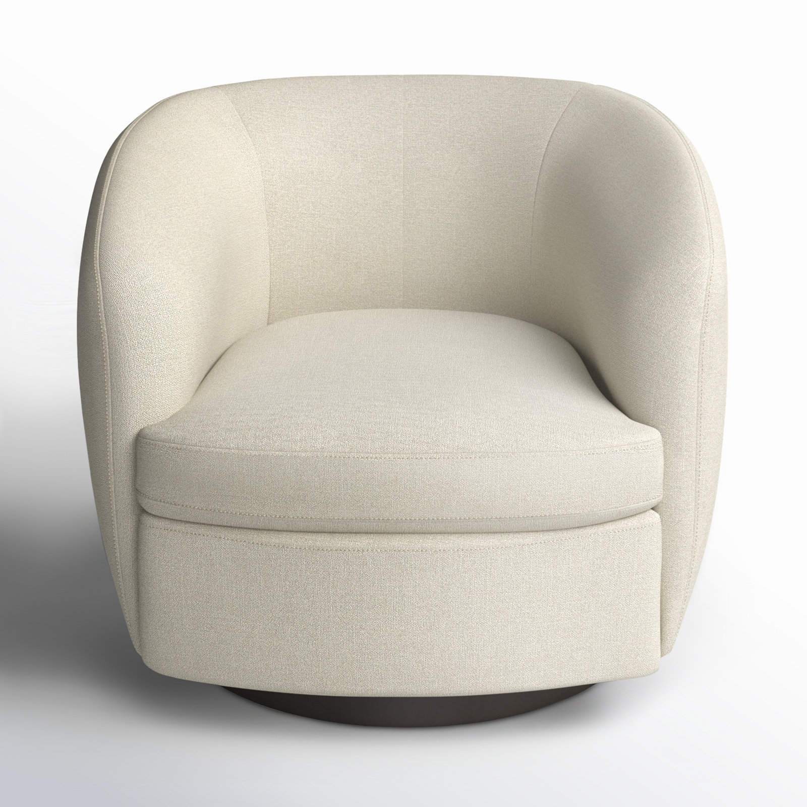 Marcy Upholstered Swivel Barrel Chair, Effie Linen Performance Weave/Black
