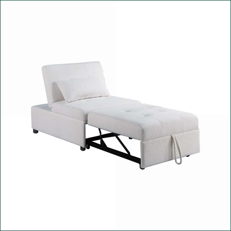 Sofas, Modern Armless Convertible Sofa Bed | Sherpa Upholstery | Ivory