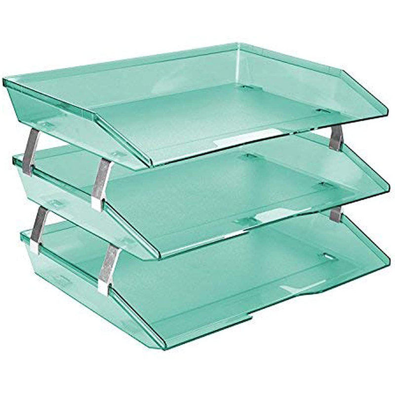 Chardon Plastic Stackable File Organizer, Clear Green