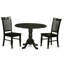 Ensemble de table de salle à manger 3 pièces comprenant une table de cuisine ronde avec Dropleaf et 2 chaises, noir-409782635-465051605