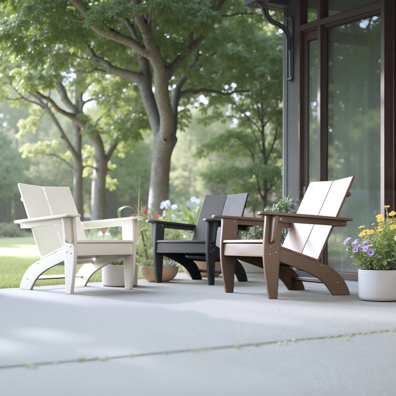 Aulika Outdoor HDPE Modern Adirondack Chairs, Gray