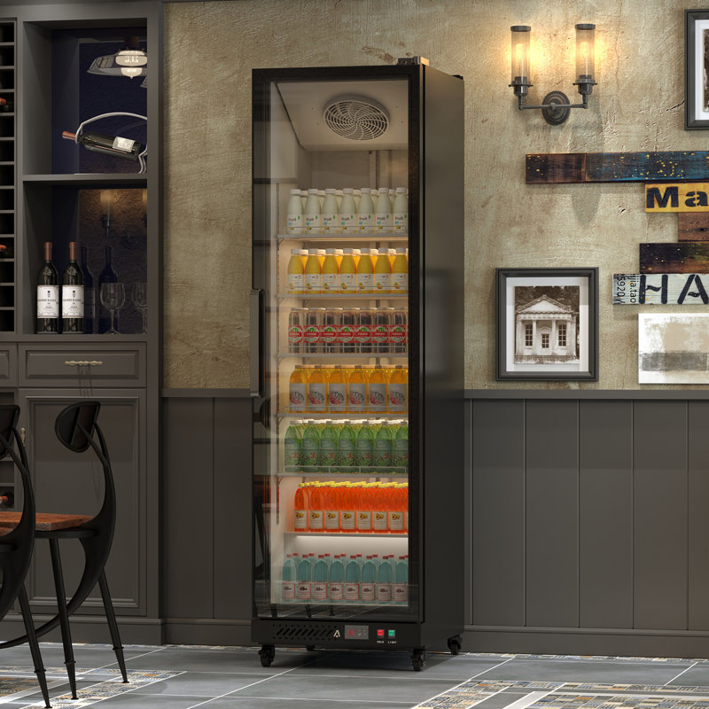 White 12.4 Cu.ft Commercial Beverage Display Refrigerator, Glass Door Drink Cooler with LED Light and Adjustable Shelves for Shop or Restaurant