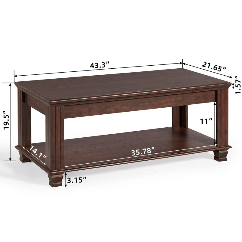 Farmhouse Coffee Tables for Living Room,Square Living Room Tables with Open Storage Shelf,Large Modern Coffee Table,Rustic Brown Center Table (Walnut)