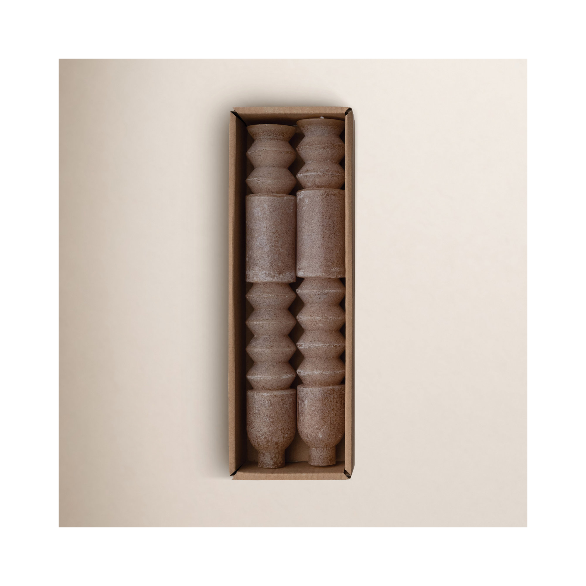Unscented Totem Taper Candles in Box, Brown