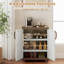 Armoire de rangement, buffet autoportant avec 2 portes et tablettes brun et blanc-129961288