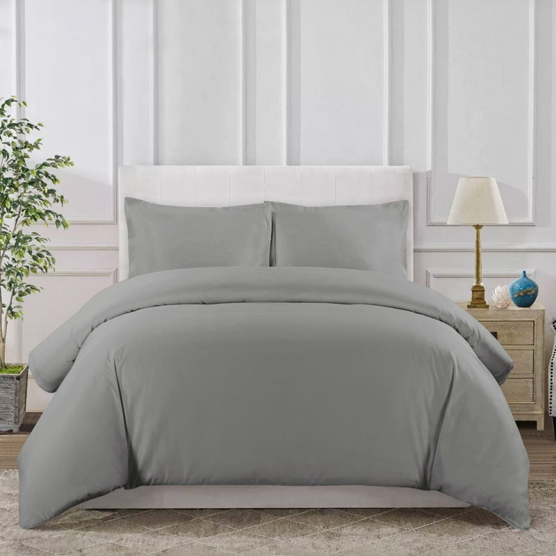 Ensemble de housse de couette en microfibre gris de qualité supérieure - ultra doux, léger, résistant à la décoloration et certifié OEKO-TEX