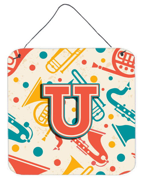 « rétro musical instruments » initial par denny knight, impression sur plaque, U
