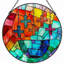 Panneau de vitrail en verre coloré 12 "H 12"-1922771870