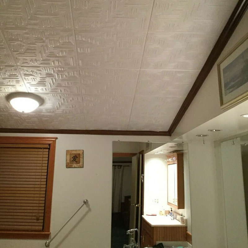 Plain White Polystyrene Textured Glue-Up Ceiling Tile Set