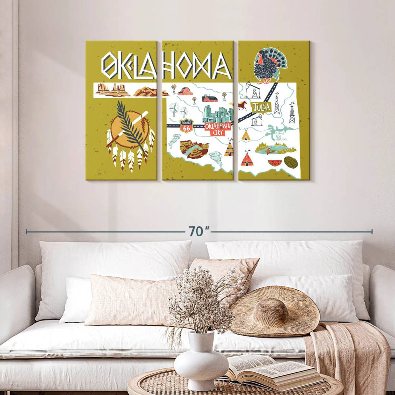 Icônes de carte Aliaz Oklahama, H 28 po x l 45 po