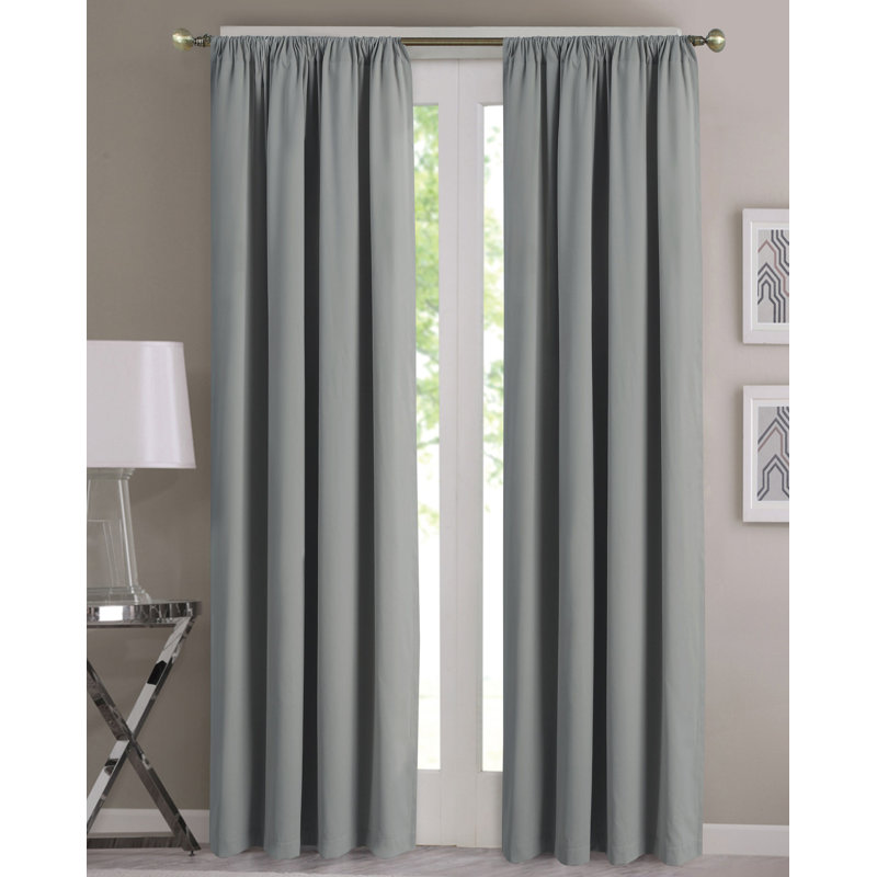 Cotton Blend Room Darkening Curtain Single Panel, Gray