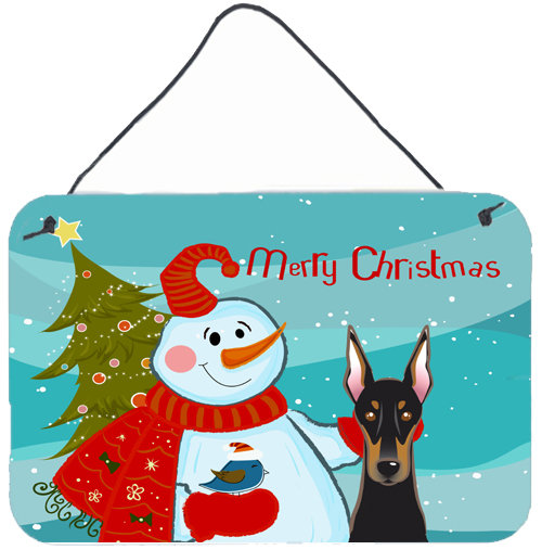 Impression sur plaque bonhomme de neige, Doberman