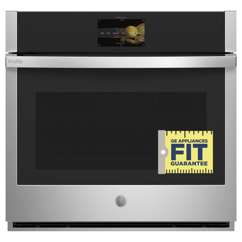 Four mural électrique simple à convection autonettoyant 29,75 po 5 pieds cubes GE Profile Smart Appliances, Argent