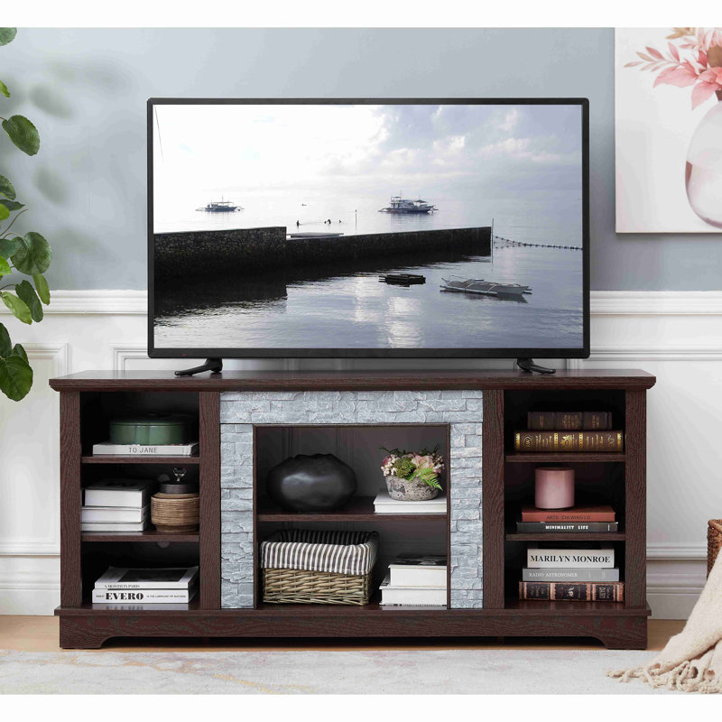 Meuble télé Mantel Stone, H 26,09 po x L 58,34 po x l 15,42 po, Gris