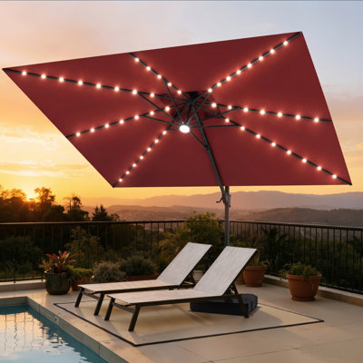 Parasol en porte-à-faux à lumière solaire 141 '× 104' avec base lestée 141
