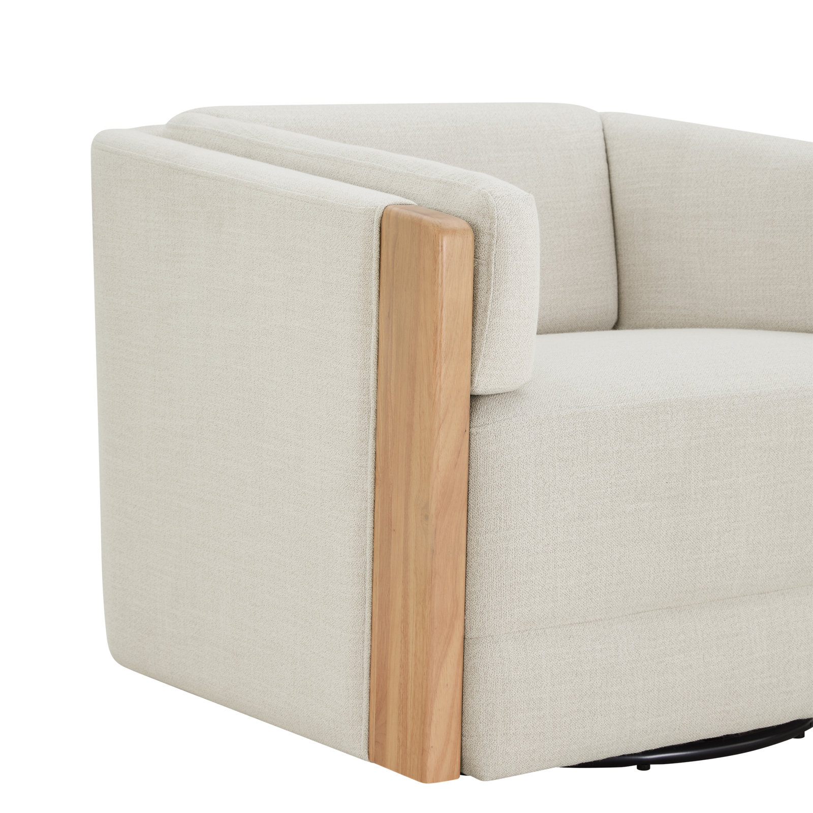 Willsboro Upholstered Swivel Accent Chair, Effie Linen Performance Weave