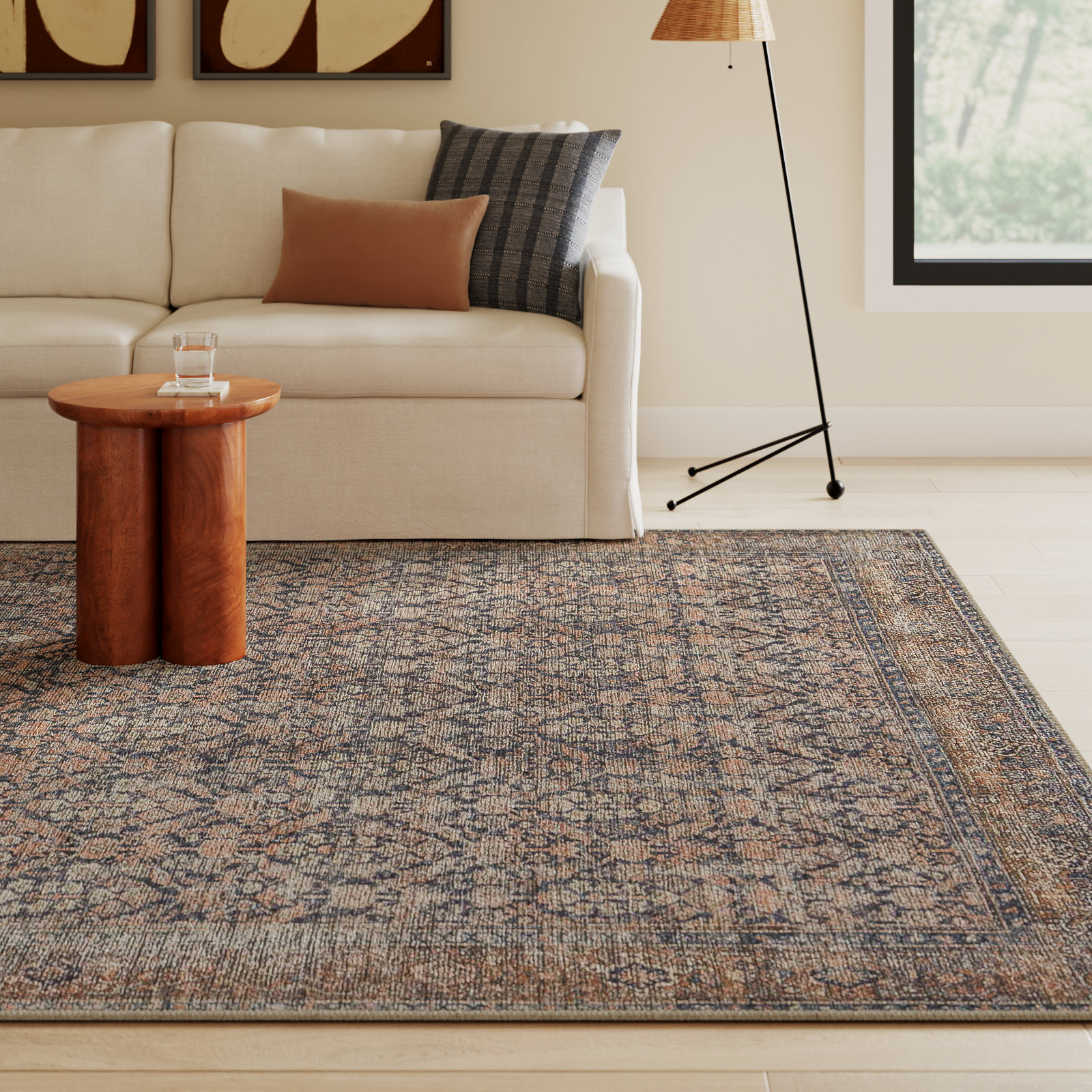 Billie Oriental Ink / Salmon Area Rug, Rectangle 8'6" x 11'6"