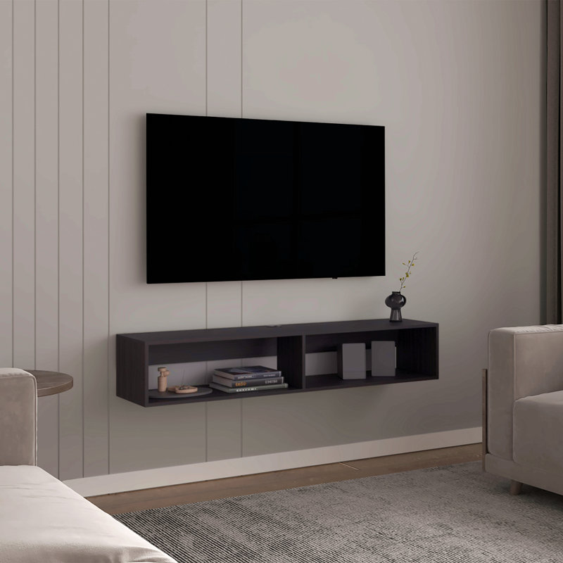 Meuble télé avec 2 tablettes, Noir