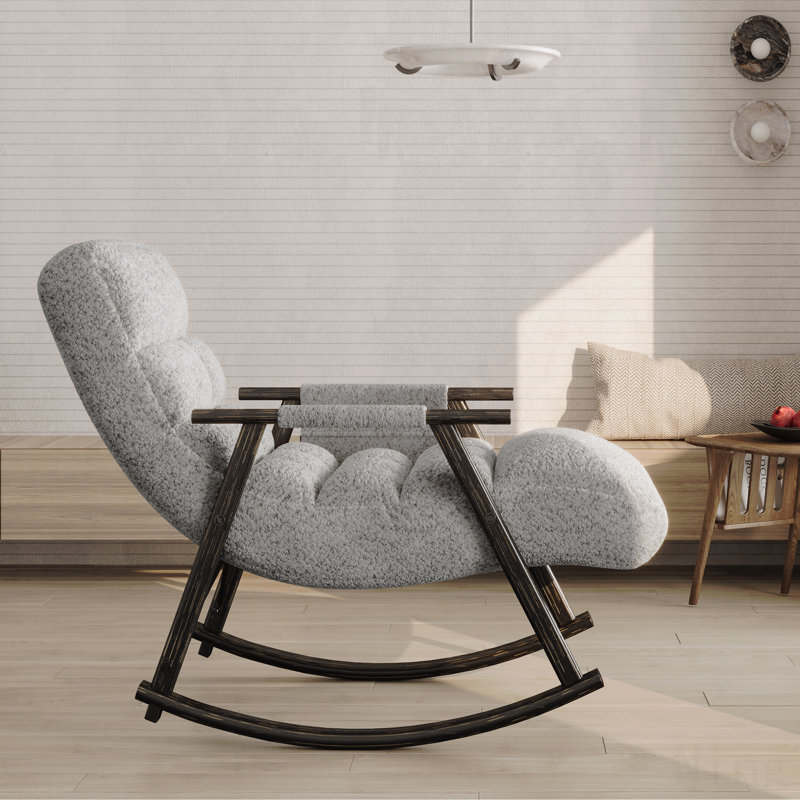 Chaise berçante pliante rembourrée décontractée - dossier / repose-pieds réglable, poches latérales, multi-scène, Ourson gris