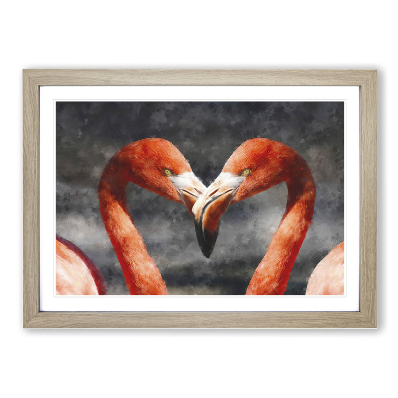 Pink Flamingo Vol.3 - Framed Print, 27cm H x 36cm W x 2cm D, Oak Framed