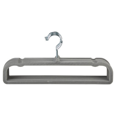 Simplify Velvet Pant Hangers 10 Pack Grey Color Non-Slip Slim Flocked