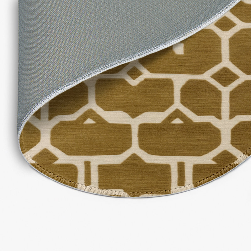 Trellis Brown Indoor and Outdoor Area Rug, Round 5'