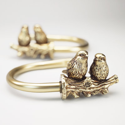 Retenue de rideaux Rustic Bird on Branch - Embrasses décoratives en métal (ensemble de 2)