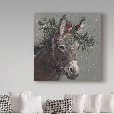 'Mary Beth the Christmas Donkey' Graphic Art Print on Wrapped Canvas