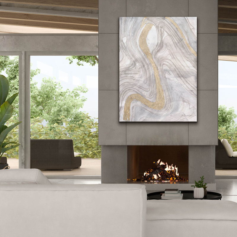 Toile épique Graffiti «Shimmering Water 3 Neutral» par Albena Hristova, 40 po x 54 po