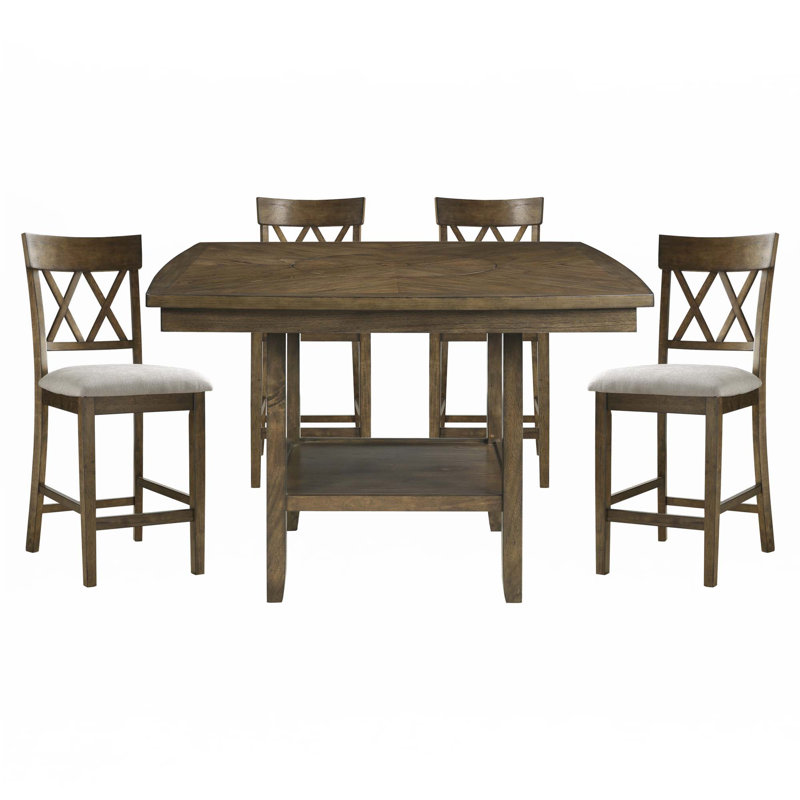Ensemble de 5 tables à hauteur de comptoir avec tablette inférieure Lazy Susan