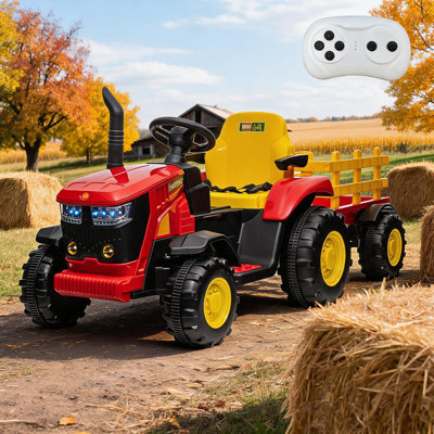 Jouets électriques 12V à rouler, tracteur électrique à piles pour enfants avec 2 moteurs, véhicule tout-terrain à 4 roues, vitesse maximale de 4 mi / h pour les enfants de 3 à 8 ans, charge maximale de 66 lb.