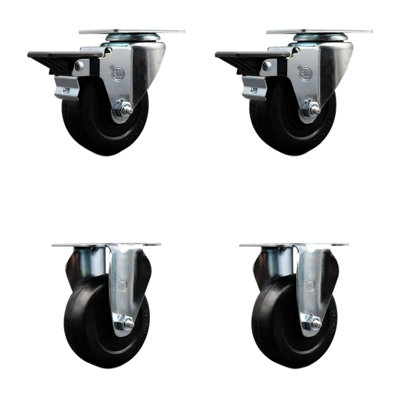 4 Piece Hard Rubber Caster Set