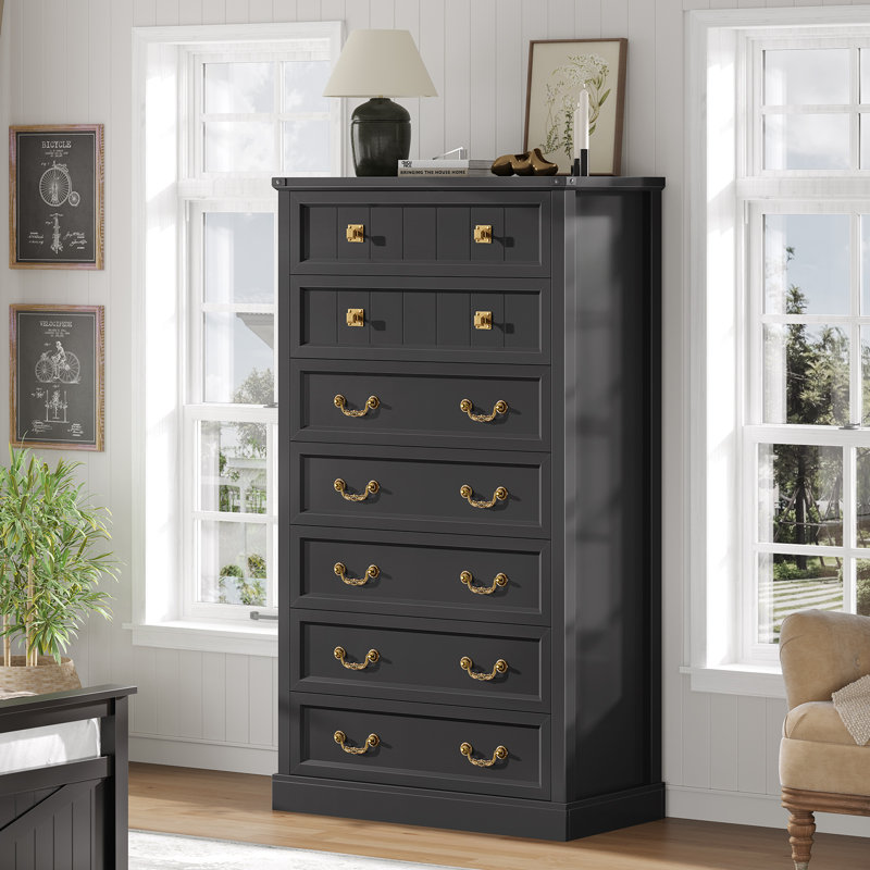 Commode 7 tiroirs Farmhouse, Noir