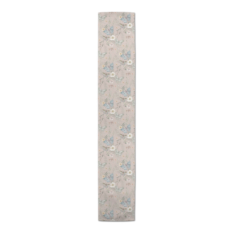 Rectangular Floral Table Runner, 72" x 16", Tan