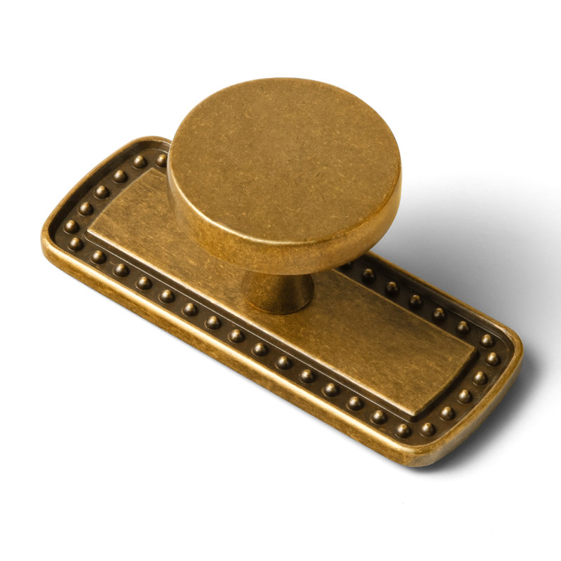 Boutons d'armoire ronds en laiton antique GOO-KI avec plaque arrière (style G018), poignées de tiroir en alliage de zinc pour armoires de cuisine, tiroirs de commode, portes d'armoire