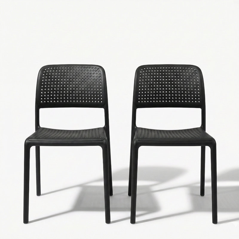 Dululu Stacking Patio Dining Side Chair, Anthracite