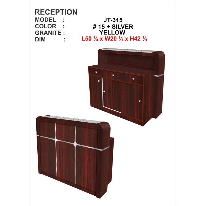 Nashaly Rectangle Synthetic Laminate Reception Desk