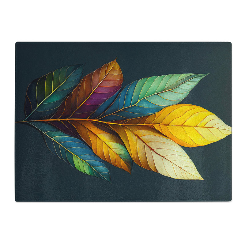 Serene Leaves  Glass Chopping Board