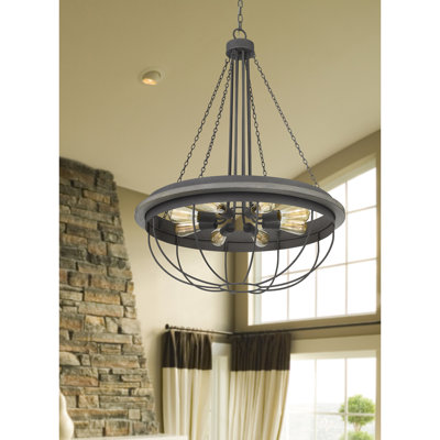 Nixa 8-Light Metal Chandelier in Dove Grey