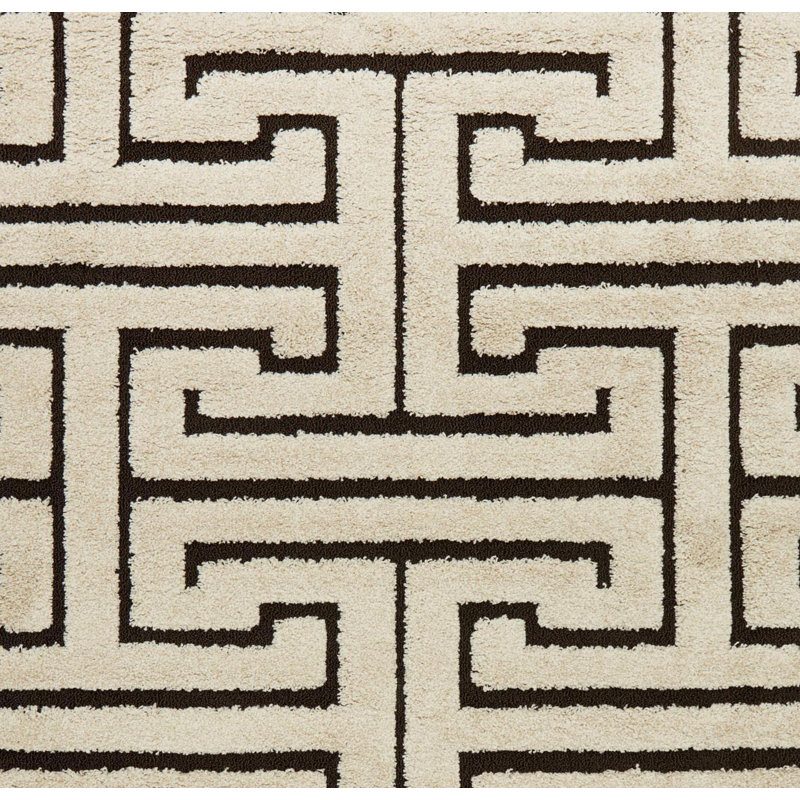Tapis géométrique beige / noir Menoken, Rectangle 2 pi 3 po x 3 pi 9 po