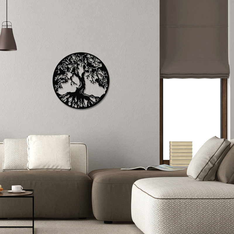 Élégante décoration murale en métal noir, 23,6 po x 23,6 po | 100% métal durable, épaisseur: 0,05 pouce | Parfait pour la maison ou le bureau moderne, accessoire décoratif accrocheur pour tout espace