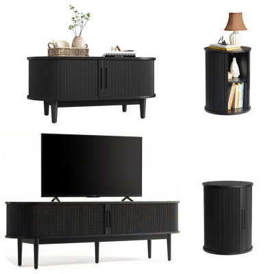 Mosser 4-Piece Fluted Living Room Table Set