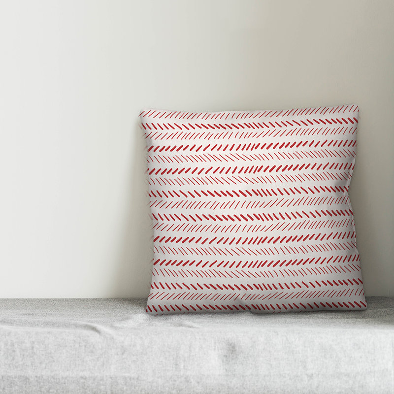Chevron Throw Pillow, 20" x 20", White/Red Geometric 1