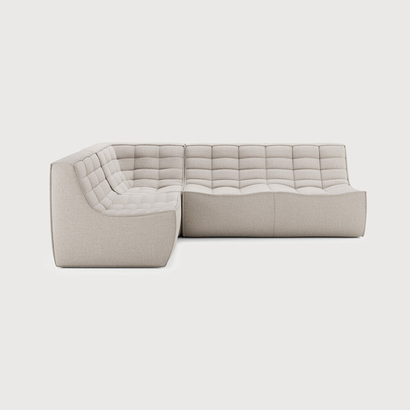 N701 Modular Sofa Set - Combo Left - 1 Seater + 2 Seater + 90° Square Corner, Beige Polyester Blend