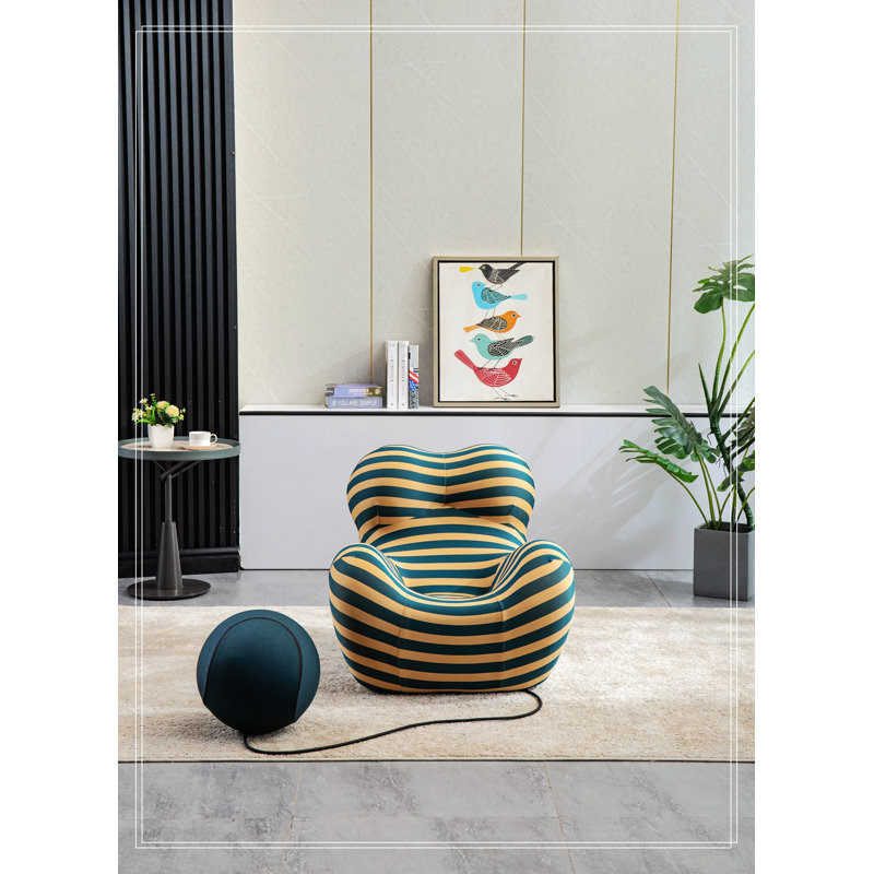 Fauteuil demi-tonneau avec repose-pieds de 27,2 po Zanelle, Polyester jaune