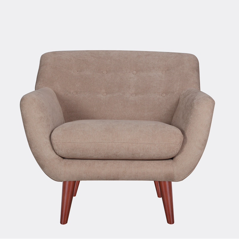 Fauteuil capitonné large 35,00 po Mayble, Mélange de polyester brun clair