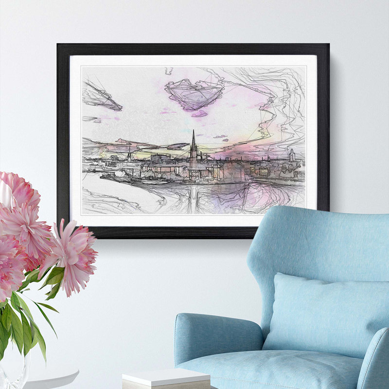 Stockholm in Sweden in Abstract - Framed Print, 36cm H x 48cm W x 2cm D, Black Framed