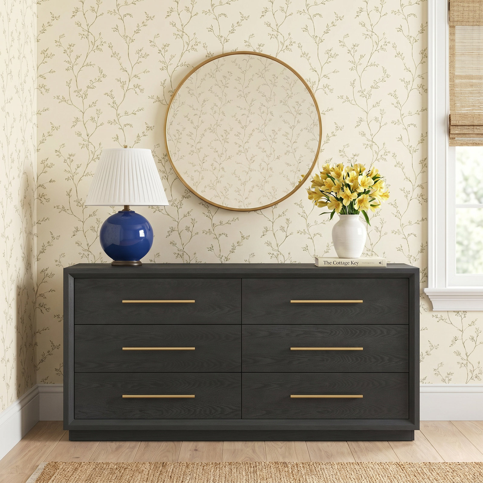 Langley 67.99" W 6-Drawer Double Dresser, Gray